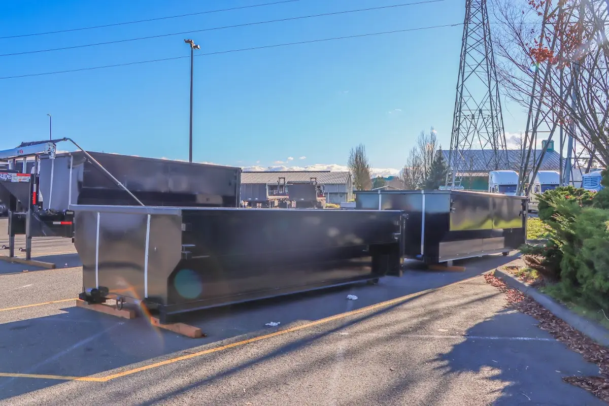 Roll-off dumpster ready for waste disposal at job site for Construction Dumpster Rental in Alabaster